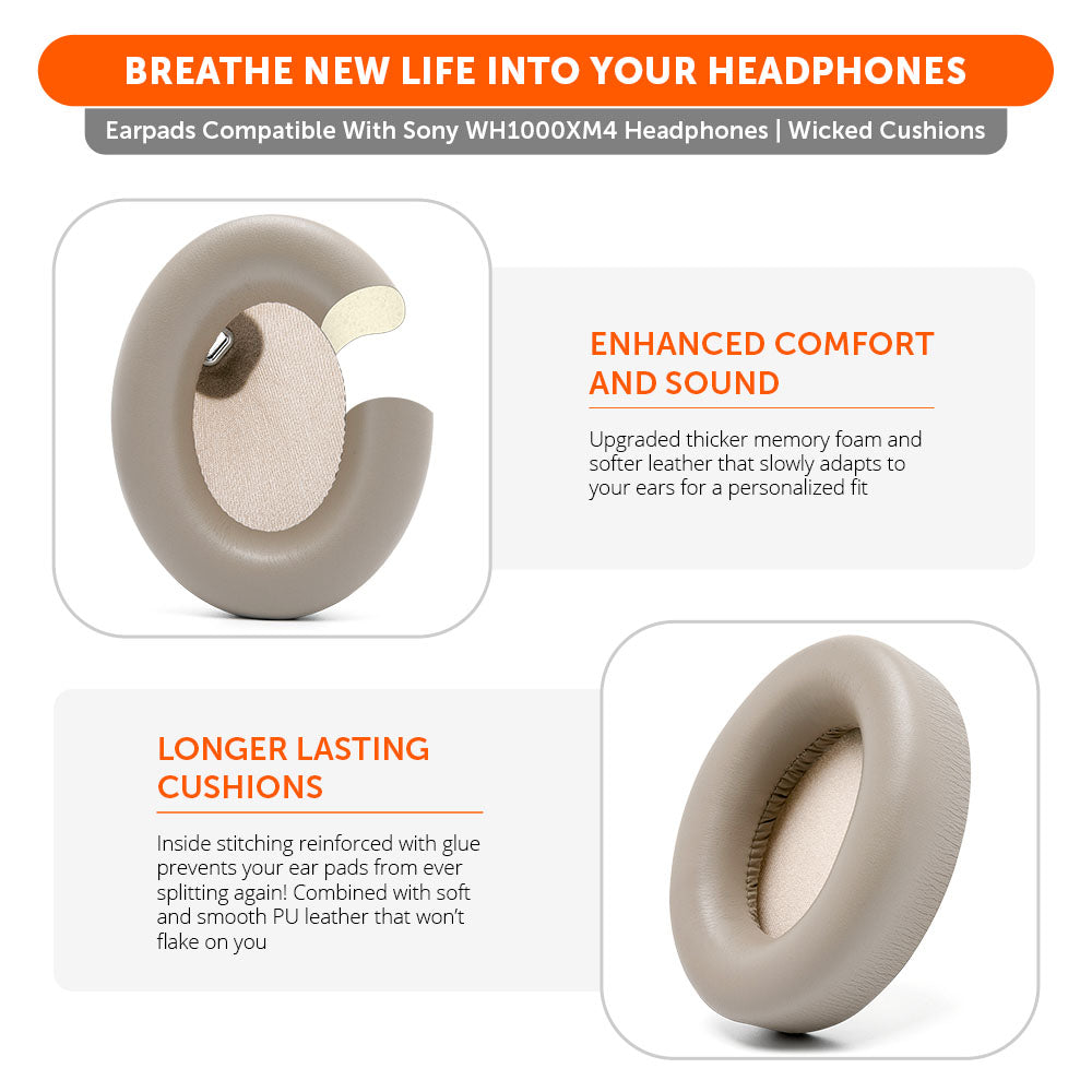 Apos Audio Wicked Cushions Ear Pads Replacement Ear Pads For Sony WH1000XM4 Over-Ear Headphones