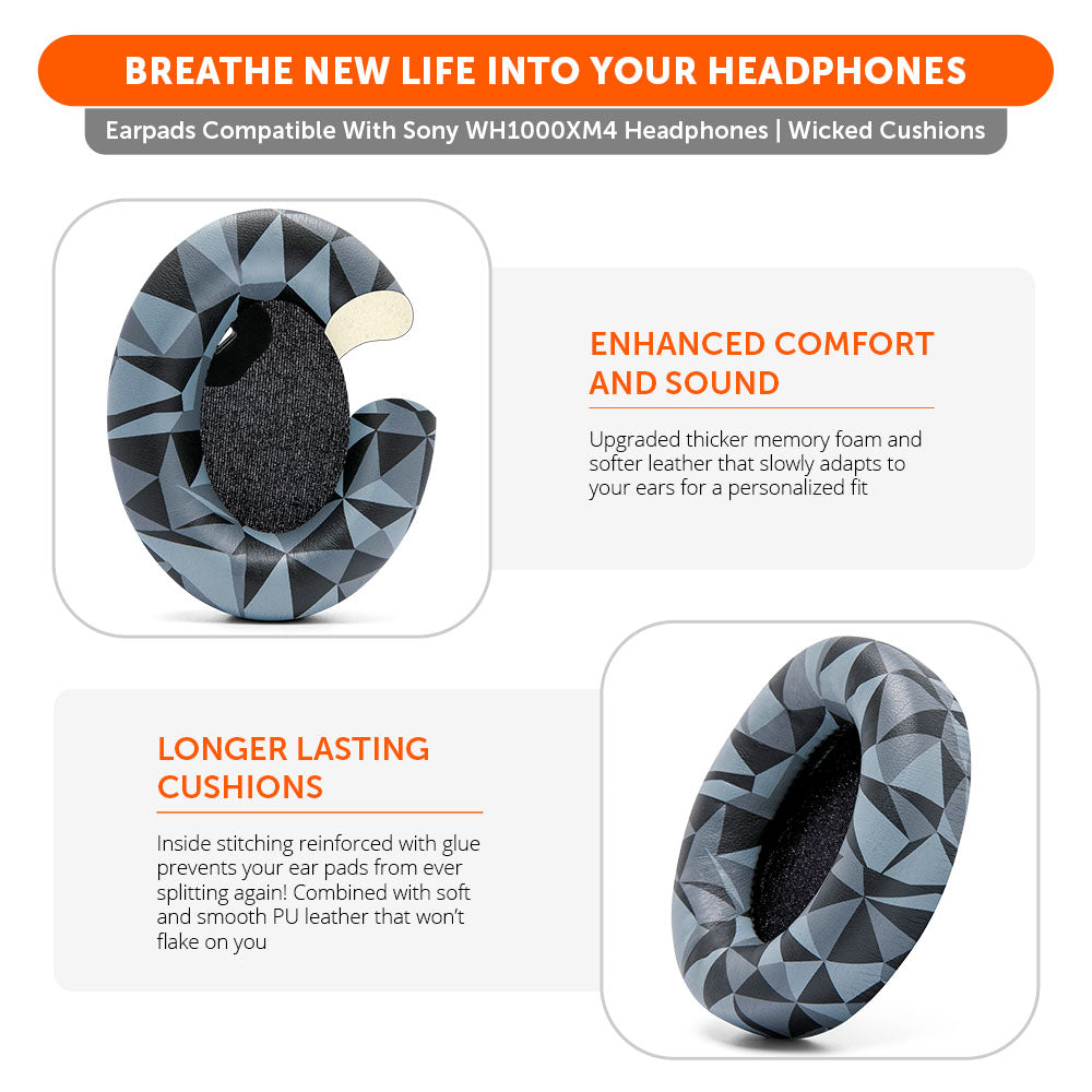 Apos Audio Wicked Cushions Ear Pads Replacement Ear Pads For Sony WH1000XM4 Over-Ear Headphones