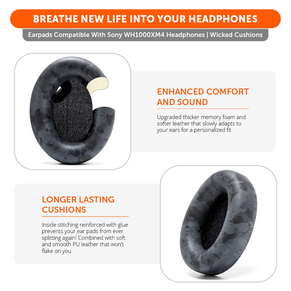 Apos Audio Wicked Cushions Ear Pads Replacement Ear Pads For Sony WH1000XM4 Over-Ear Headphones