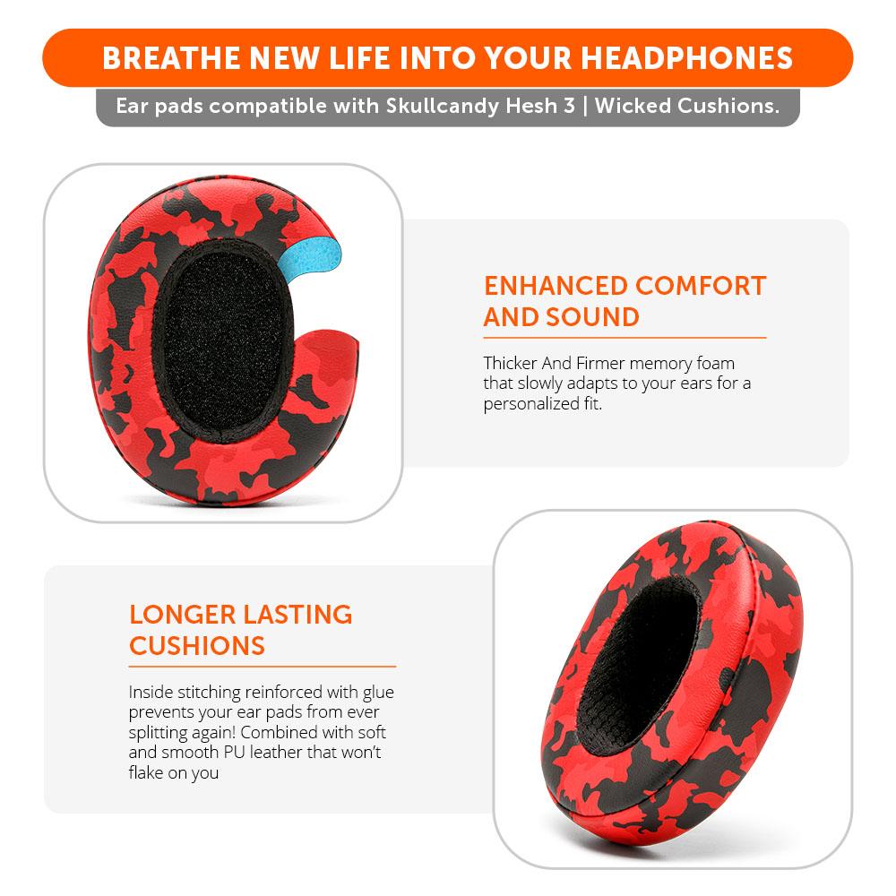 Apos Audio Wicked Cushions Ear Pads Skullcandy Hesh 3, Evo, and Crusher Replacement Earpads