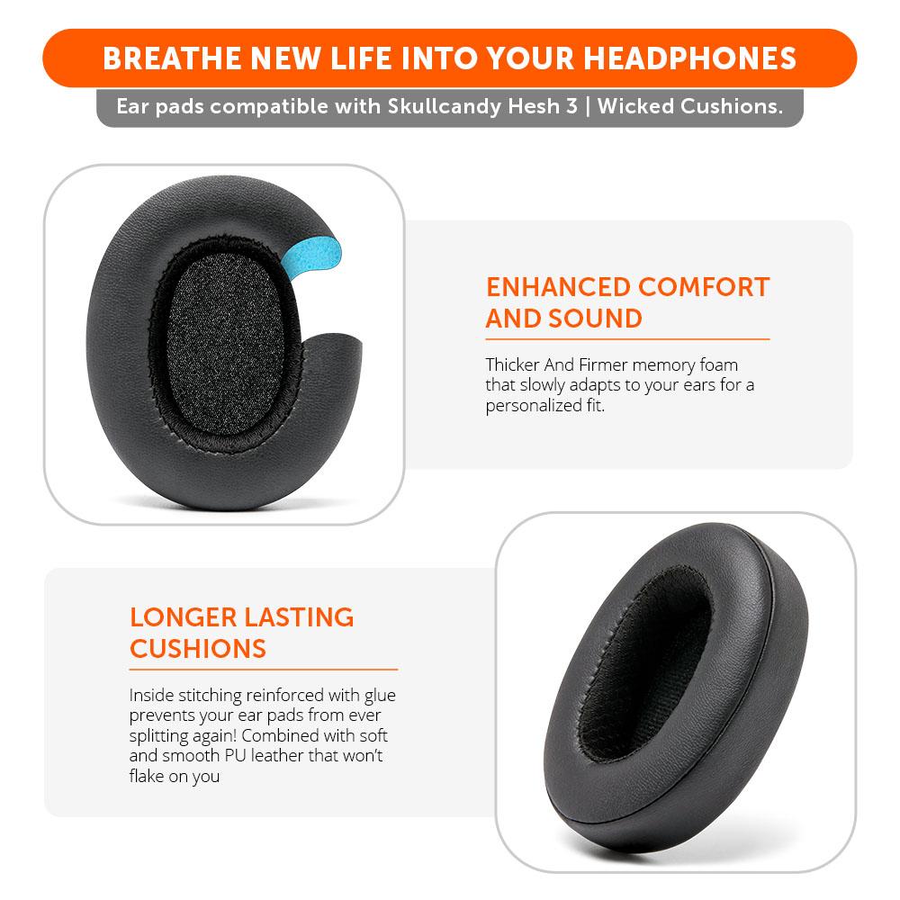 Apos Audio Wicked Cushions Ear Pads Skullcandy Hesh 3, Evo, and Crusher Replacement Earpads