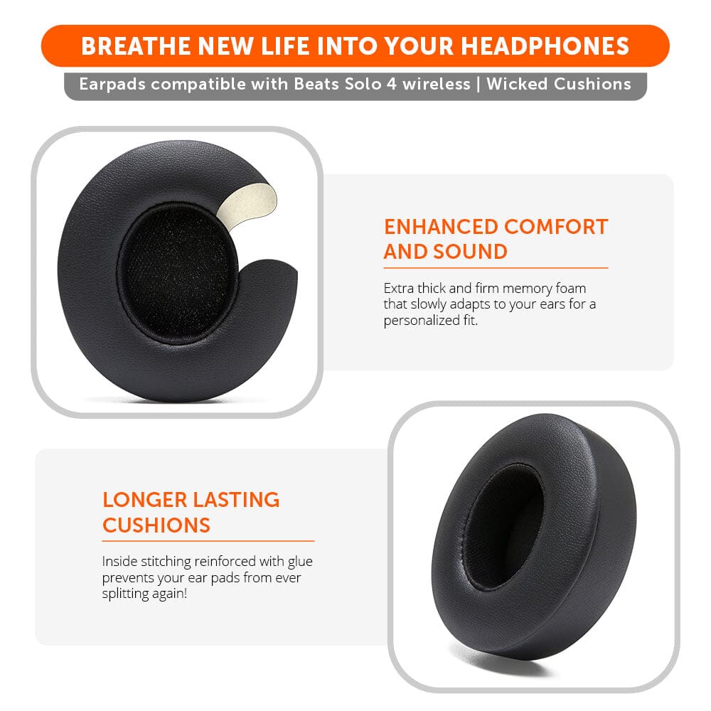 Apos Audio Wicked Cushions Ear Pads Upgraded Beats Solo 4 Earpads - WC PadZ Solo 4