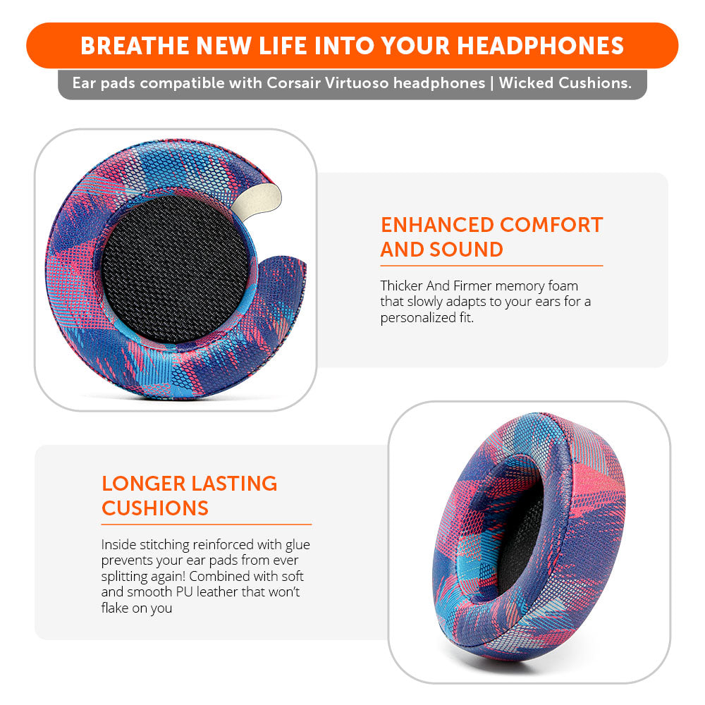 Apos Audio Wicked Cushions Ear Pads Upgraded Corsair Virtuoso Ear pads