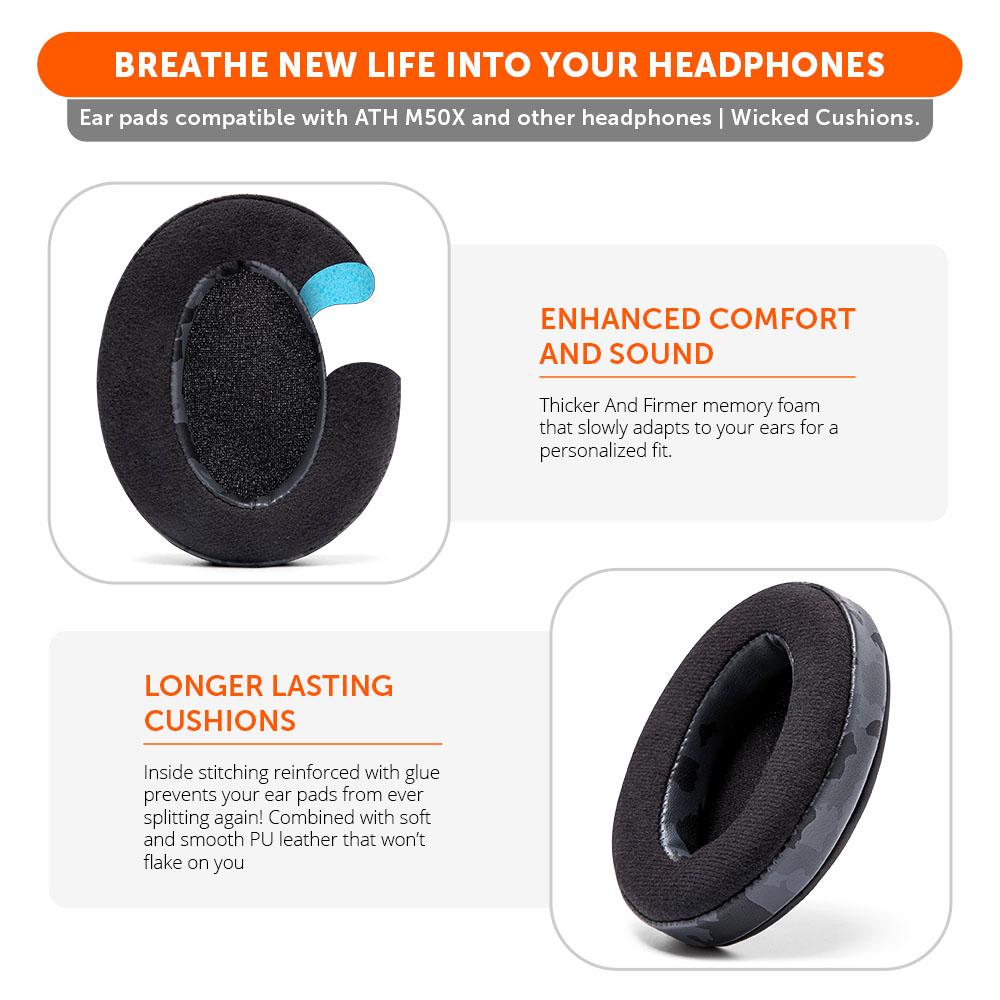 Apos Audio Wicked Cushions Ear Pads Upgraded Gaming Earpads - Hybrid Velour