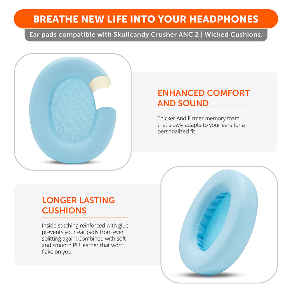 Apos Audio Wicked Cushions Ear Pads Upgraded Skullcandy Crusher ANC 2 Earpads - WC PadZ Crusher ANC 2