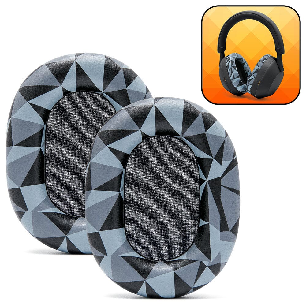 Apos Audio Wicked Cushions Ear Pads Upgraded Sony XM5 Replacement Ear Pads Geo Grey