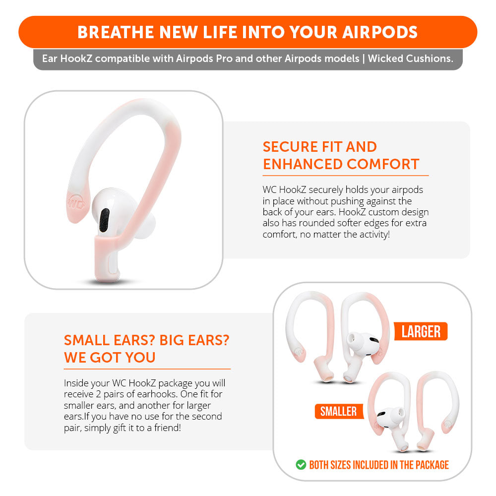 Apos Audio Wicked Cushions Earbuds Earhooks WC HookZ - Over Ear Hooks for Airpods Pro 1, 2 & Airpods 1, 2, 3