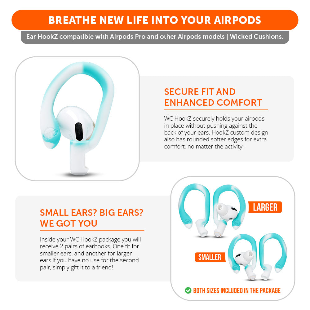 Apos Audio Wicked Cushions Earbuds Earhooks WC HookZ - Over Ear Hooks for Airpods Pro 1, 2 & Airpods 1, 2, 3