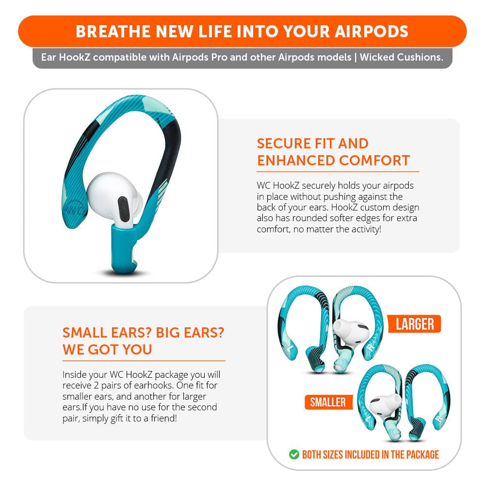 Apos Audio Wicked Cushions Earbuds Earhooks WC HookZ - Over Ear Hooks for Airpods Pro 1, 2 & Airpods 1, 2, 3