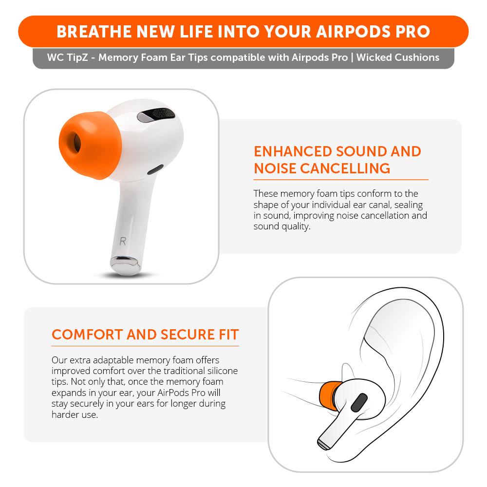 Apos Audio Wicked Cushions Earbuds Foam Tips WC TipZ - Memory Foam Ear Tips for Airpods Pro & Airpods Pro 2