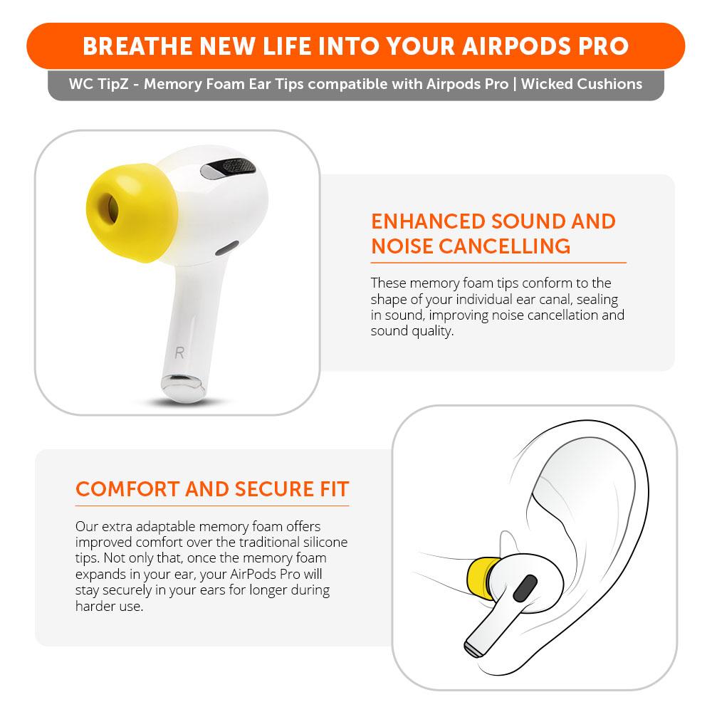 Apos Audio Wicked Cushions Earbuds Foam Tips WC TipZ - Memory Foam Ear Tips for Airpods Pro & Airpods Pro 2