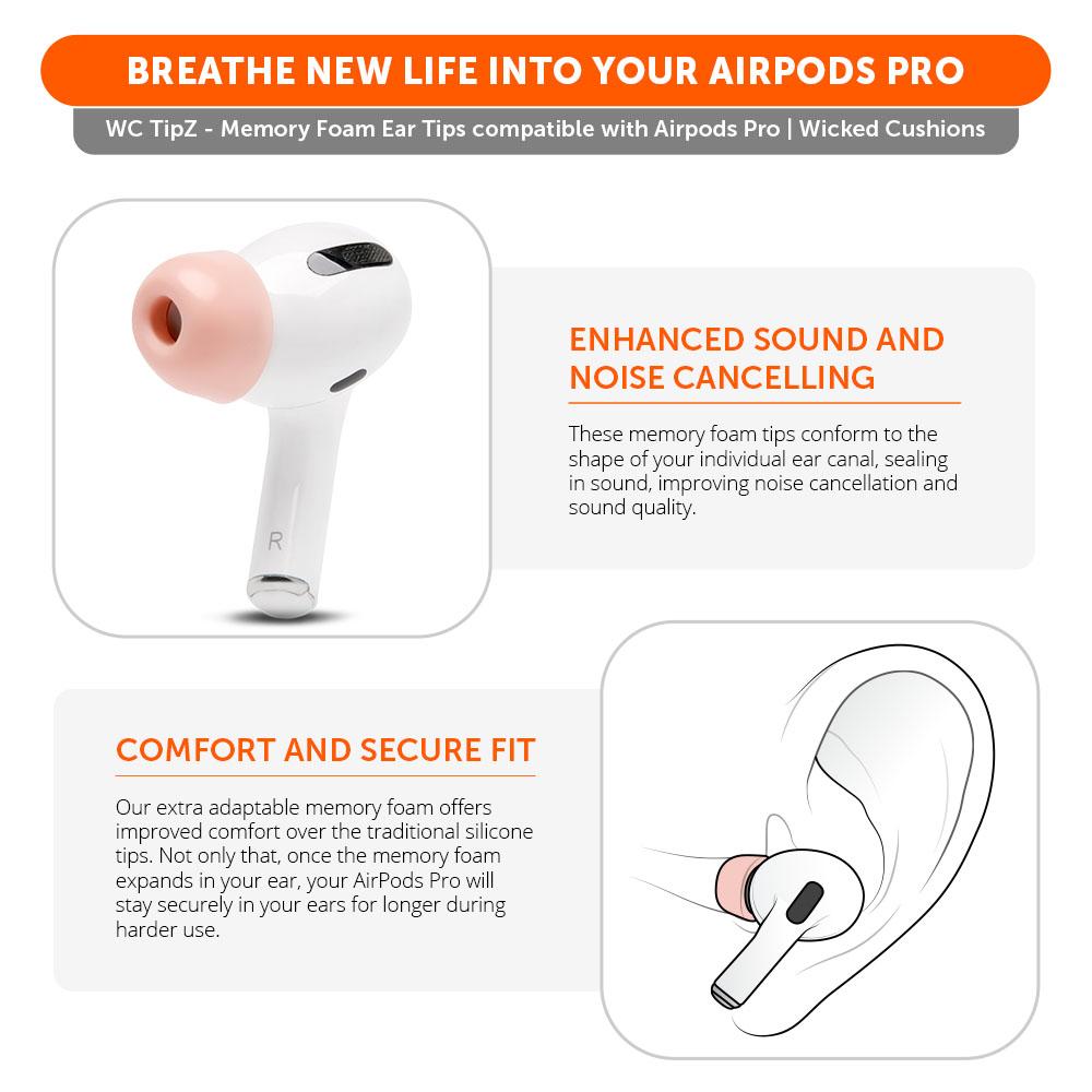 Apos Audio Wicked Cushions Earbuds Foam Tips WC TipZ - Memory Foam Ear Tips for Airpods Pro & Airpods Pro 2