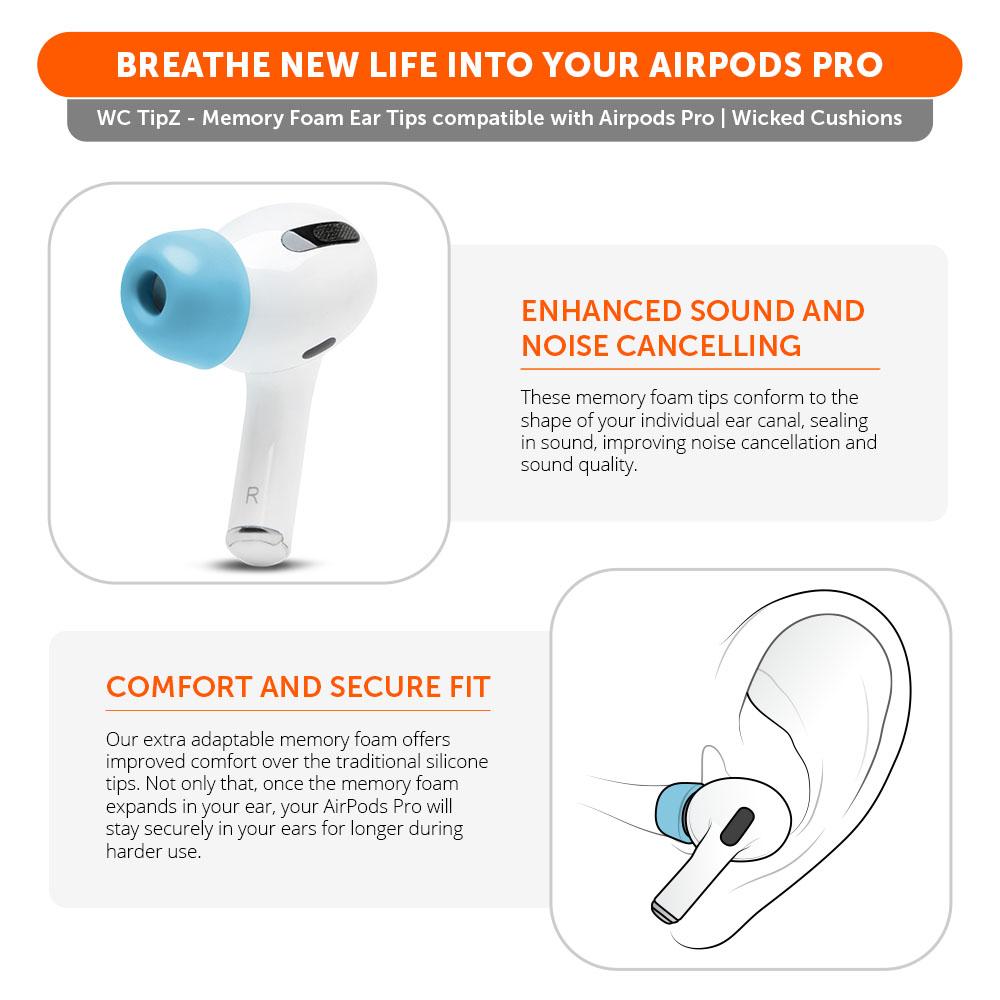 Apos Audio Wicked Cushions Earbuds Foam Tips WC TipZ - Memory Foam Ear Tips for Airpods Pro & Airpods Pro 2