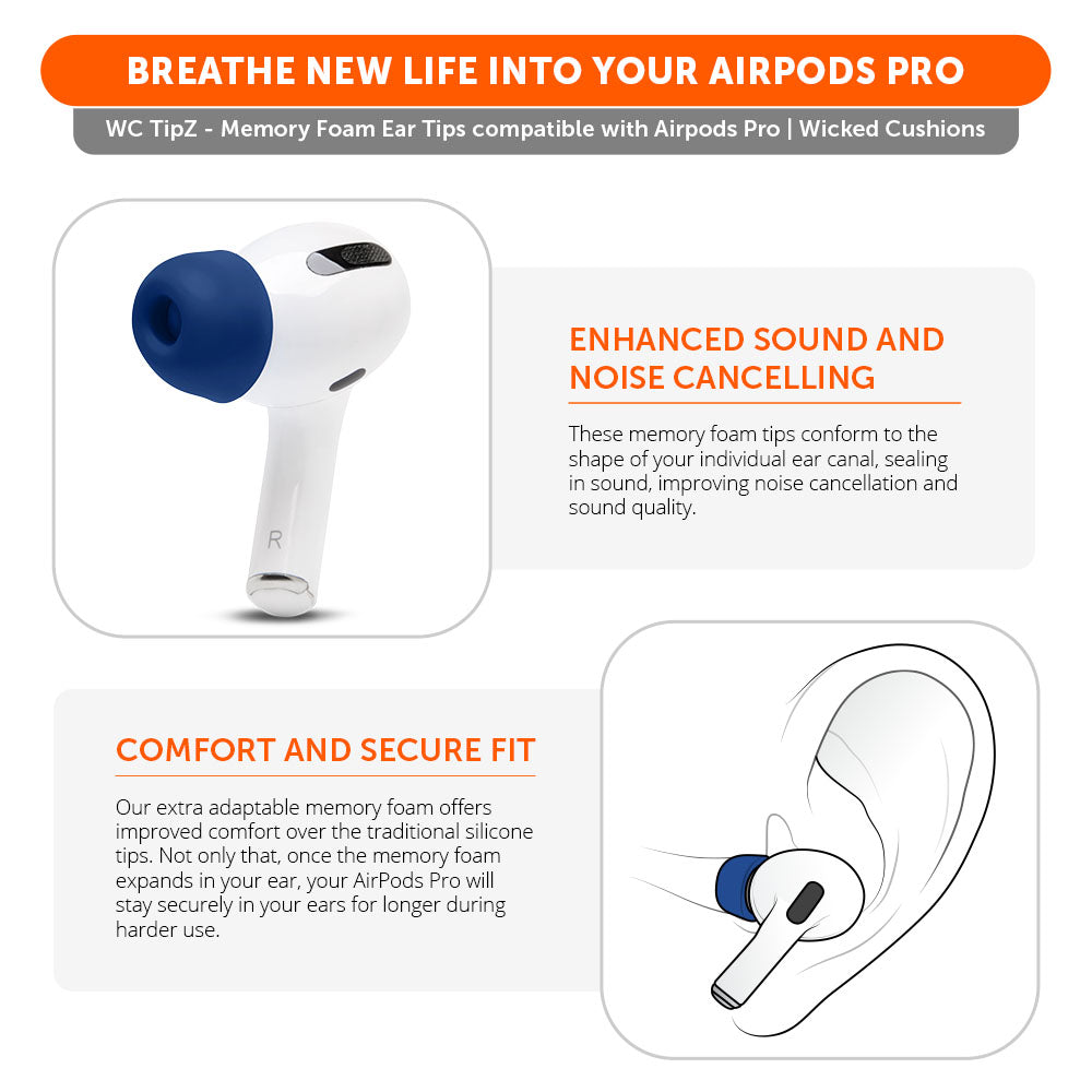 Apos Audio Wicked Cushions Earbuds Foam Tips WC TipZ - Memory Foam Ear Tips for Airpods Pro & Airpods Pro 2