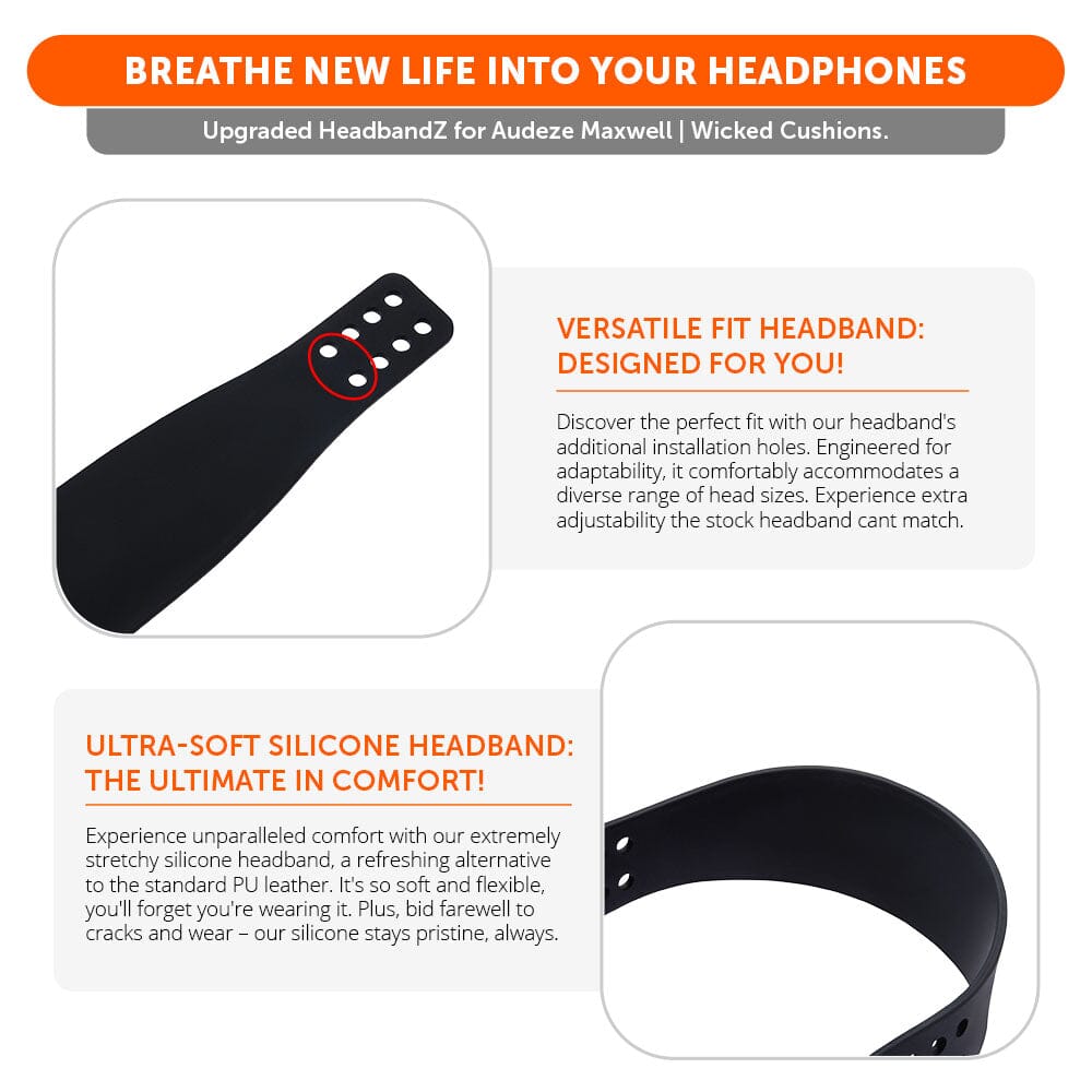 Apos Audio Wicked Cushions Headbands & Headband Covers Upgraded Silicone Headband for Audeze Maxwell 1 and 2 - WC HeadbandZ