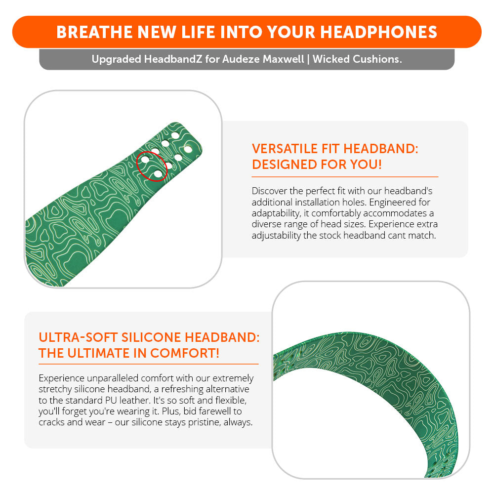 Apos Audio Wicked Cushions Headbands & Headband Covers Upgraded Silicone Headband for Audeze Maxwell 1 and 2 - WC HeadbandZ