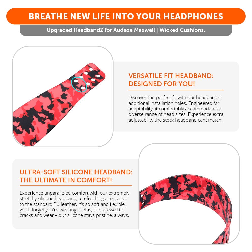 Apos Audio Wicked Cushions Headbands & Headband Covers Upgraded Silicone Headband for Audeze Maxwell 1 and 2 - WC HeadbandZ