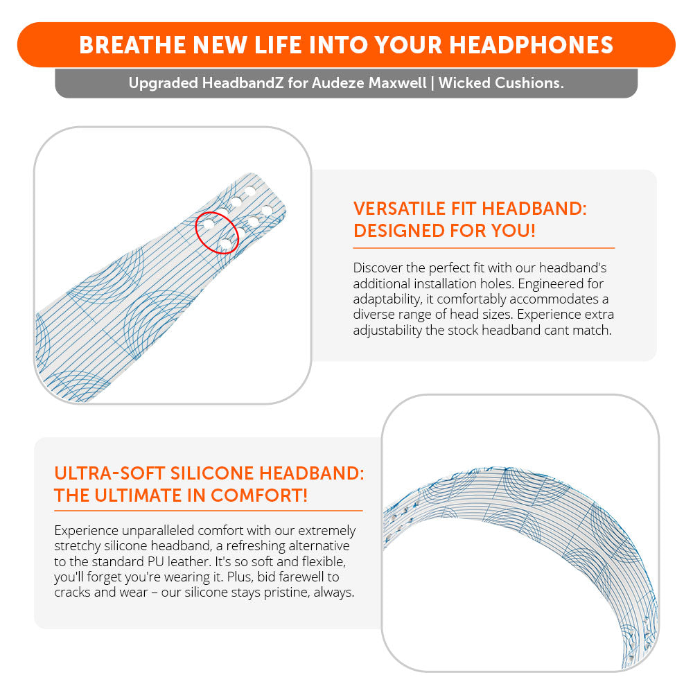 Apos Audio Wicked Cushions Headbands & Headband Covers Upgraded Silicone Headband for Audeze Maxwell 1 and 2 - WC HeadbandZ