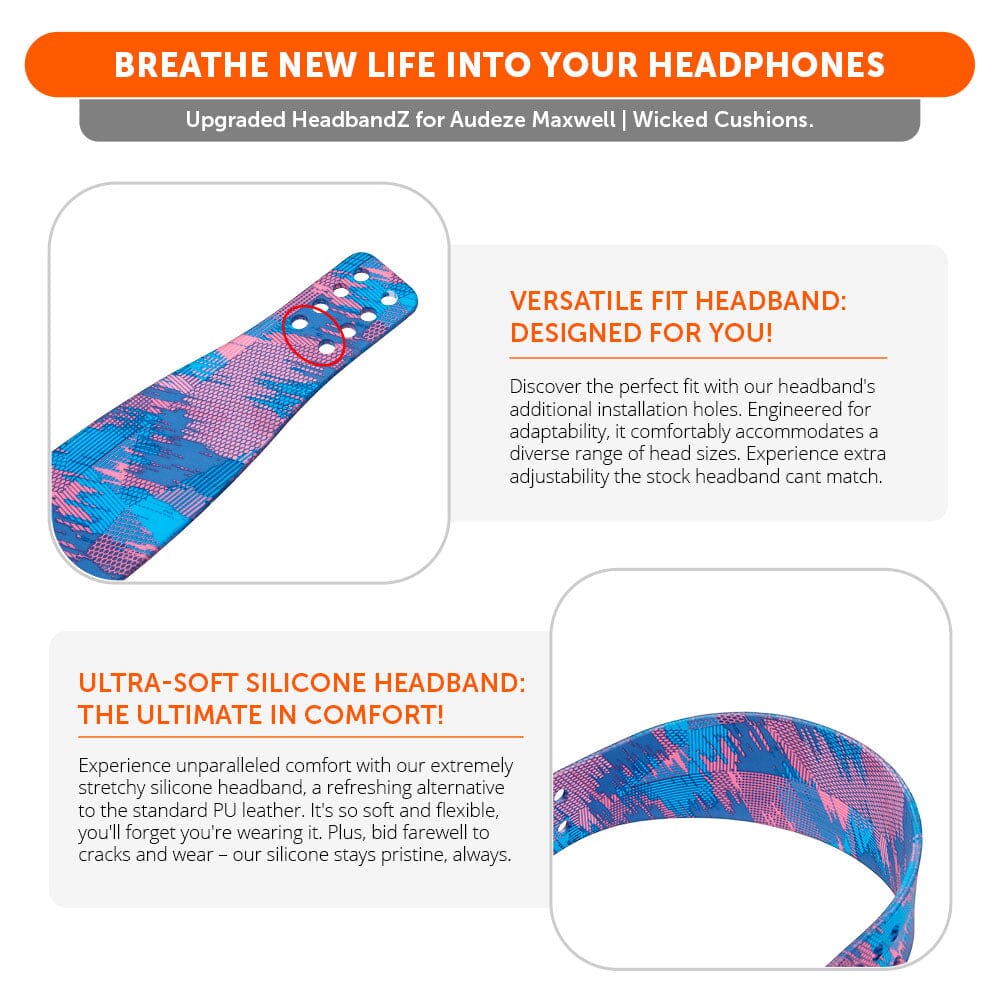 Apos Audio Wicked Cushions Headbands & Headband Covers Upgraded Silicone Headband for Audeze Maxwell 1 and 2 - WC HeadbandZ