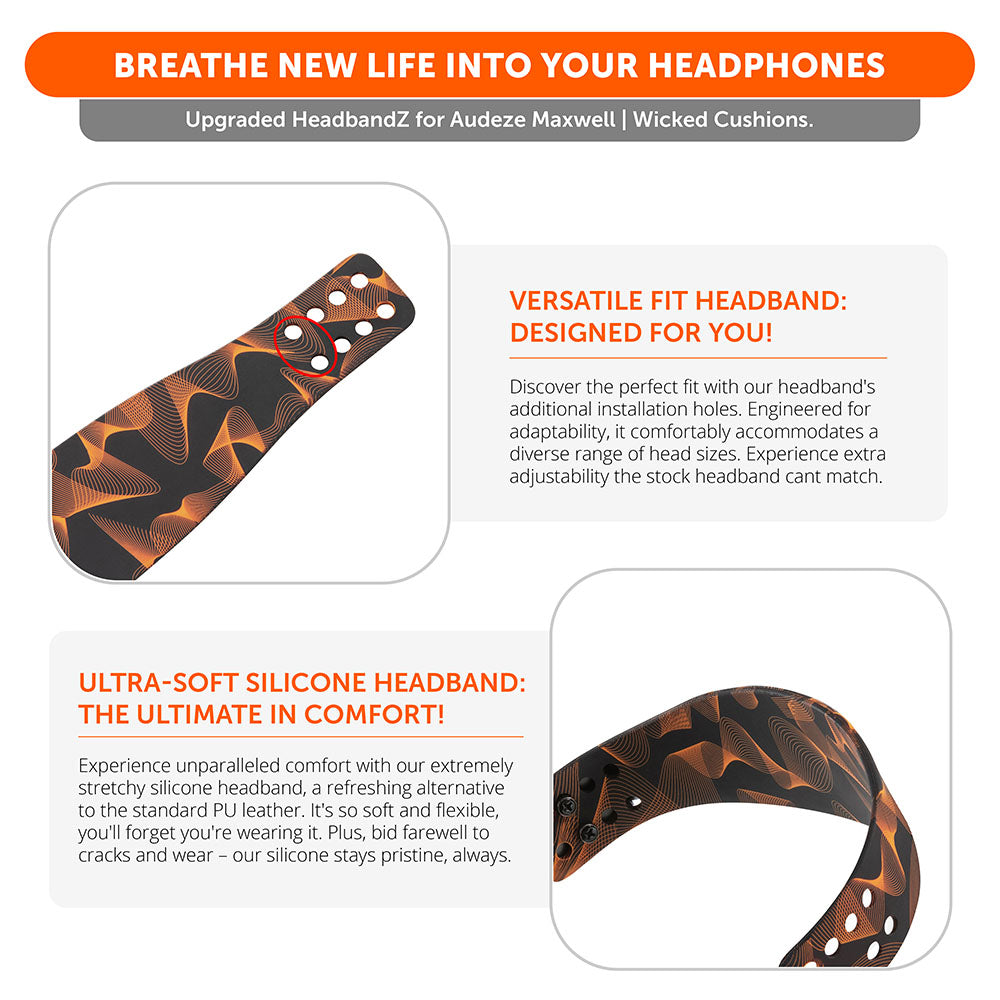 Apos Audio Wicked Cushions Headbands & Headband Covers Upgraded Silicone Headband for Audeze Maxwell 1 and 2 - WC HeadbandZ