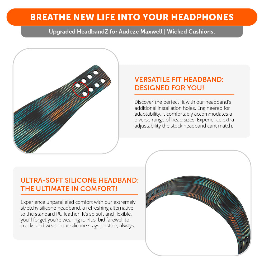 Apos Audio Wicked Cushions Headbands & Headband Covers Upgraded Silicone Headband for Audeze Maxwell 1 and 2 - WC HeadbandZ
