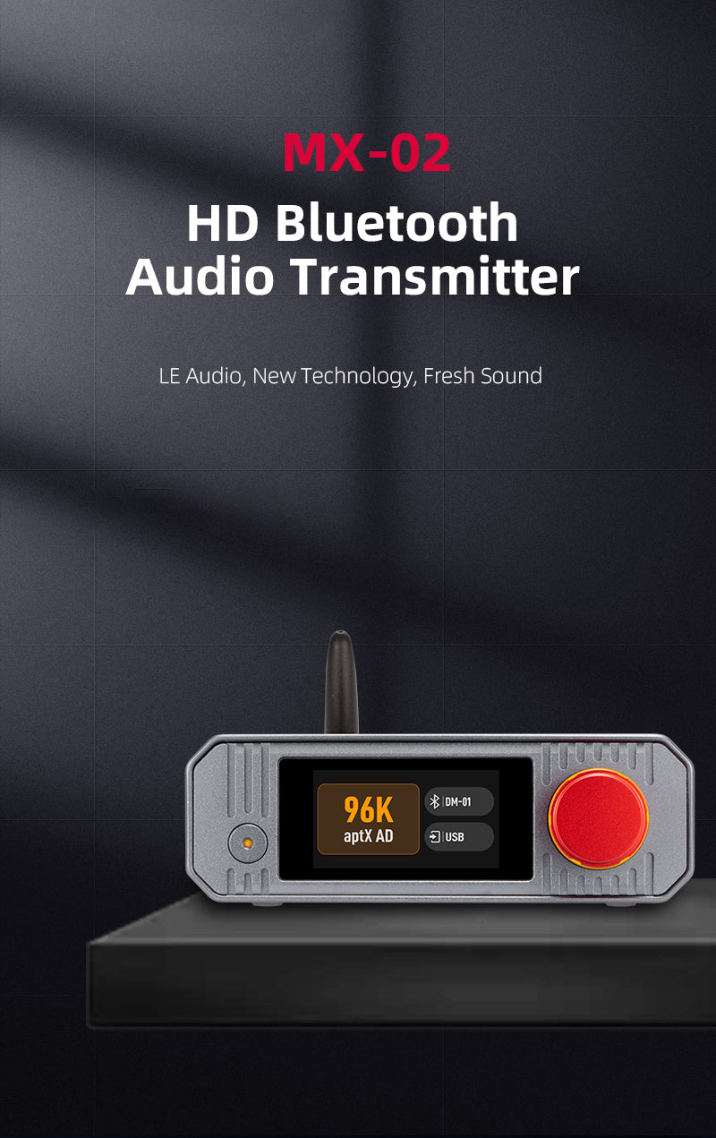 XDUOO MX-02 HD Trasmettitore Audio Bluetooth 5.4 – Ingressi USB, Ottico E Coassiale, Supporto 24bit/192kHz E LE Audio