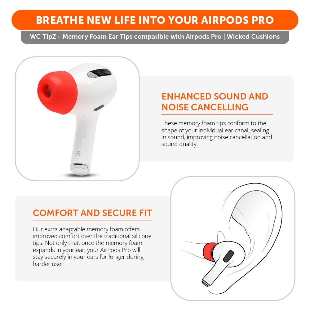 Apos Audio Wicked Cushions Earbuds Foam Tips WC TipZ - Memory Foam Ear Tips for Airpods Pro & Airpods Pro 2