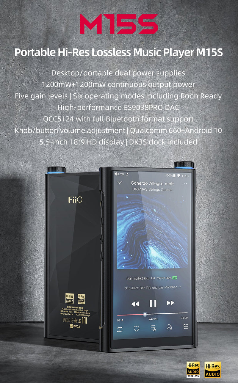 FiiO M15s Portable Hi-Res Lossless Music Player – Apos