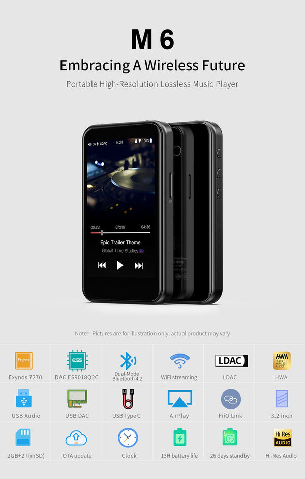 Apos Audio FiiO DAP (Digital Audio Player) FiiO M6 Portable High-Resolution Lossless Music Player