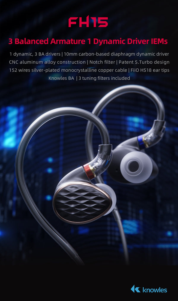 Apos Audio FiiO Earphone / In-Ear Monitor (IEM) FiiO FH15 Hybrid In-Ear Monitors (IEMs) (Ship By 12/21)