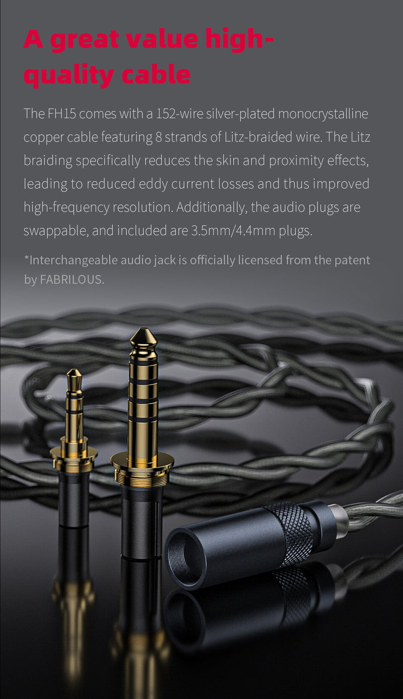 Apos Audio FiiO Earphone / In-Ear Monitor (IEM) FiiO FH15 Hybrid In-Ear Monitors (IEMs) (Ship By 12/21)