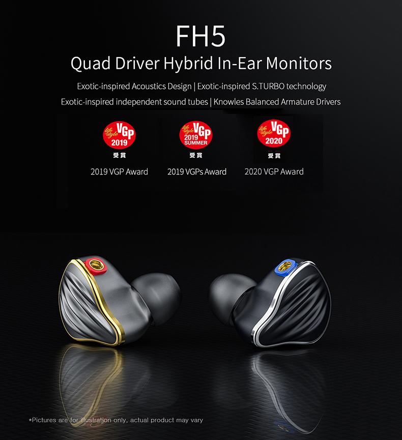 Apos Audio FiiO Earphone / In-Ear Monitor (IEM) FiiO FH5 Quad Driver Hybrid In-Ear Monitors (IEMs)