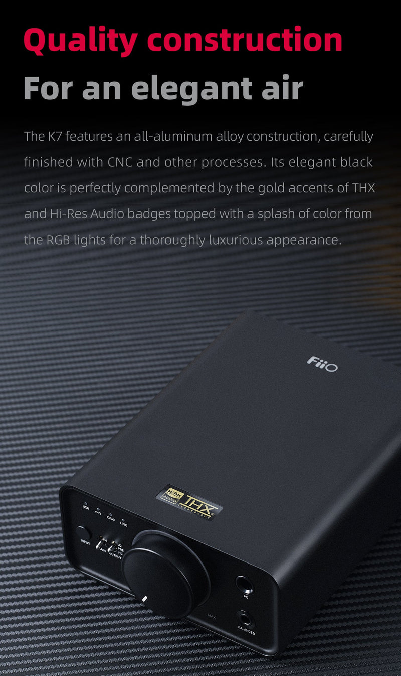 FiiO K7/K7BT Balanced HiFi DAC Headphone Amplifier AK4493S*2, XMOS XU208  PCM384k