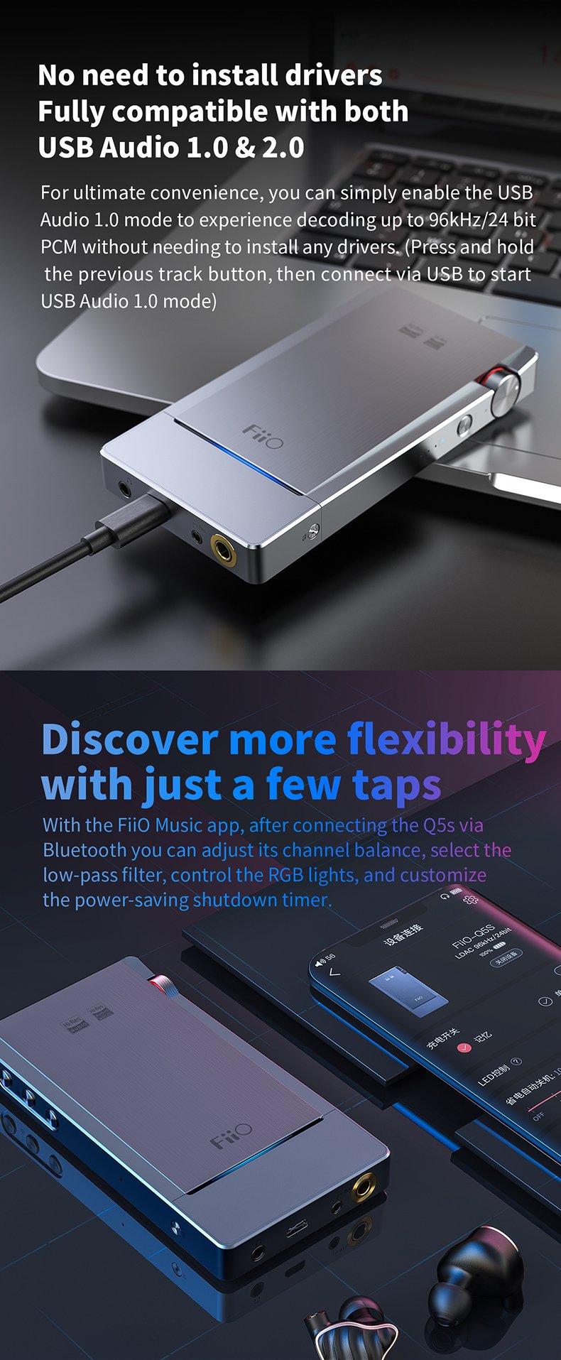 FiiO Q5s Bluetooth Headphone DAC/Amp – Apos Audio