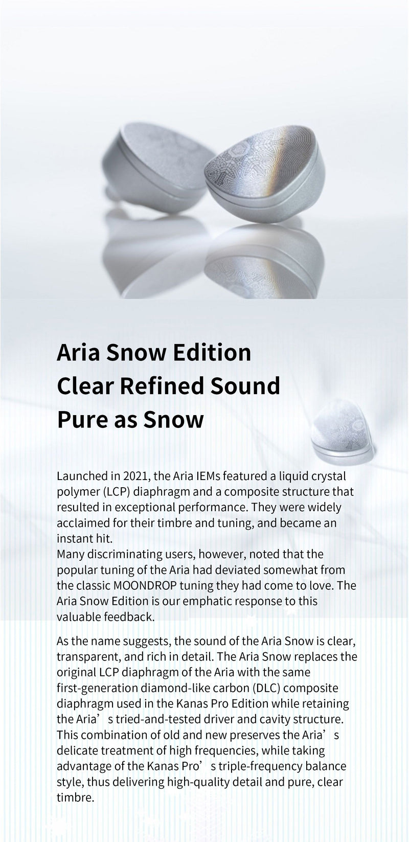 Apos Audio Moondrop Earphone / In-Ear Monitor (IEM) Moondrop Aria Snow IEMs (Apos Certified)