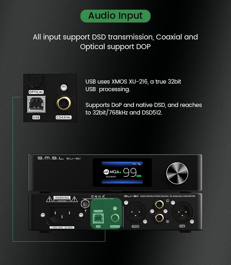 Apos Audio SMSL DAC (Digital-to-Analog Converter) SMSL SU-8s High Resolution ESS DAC (Digital-to-analog converter)