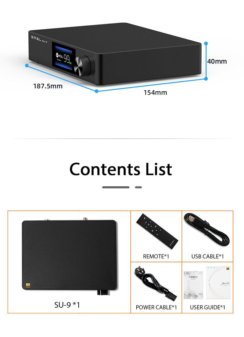 Apos Audio SMSL DAC (Digital-to-Analog Converter) SMSL SU-9 Balanced MQA DAC