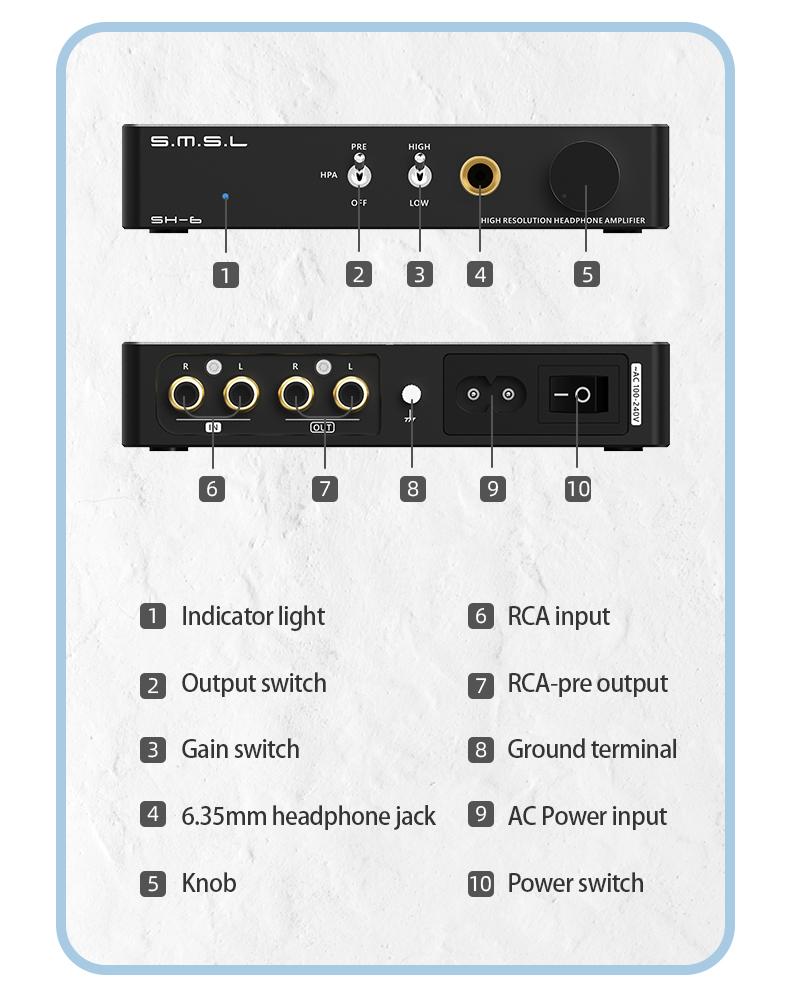 Apos Audio SMSL Headphone Amp SMSL SH-6 Mini Desktop Amp (Apos Certified)