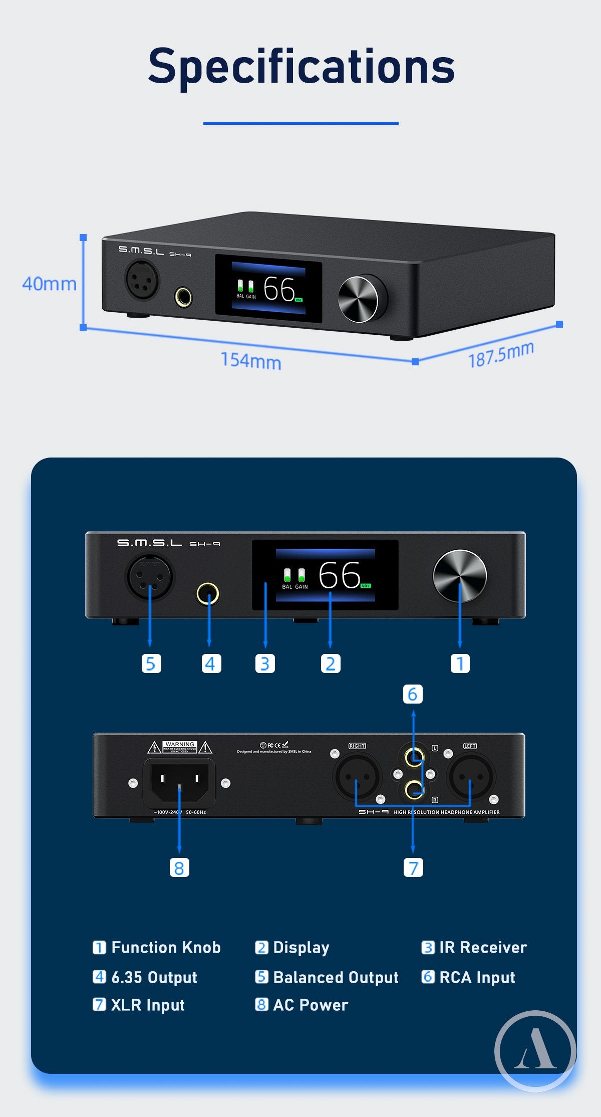 Apos Audio SMSL Headphone Amp SMSL SH-9 THX AAA-888 Balanced Headphone Amp