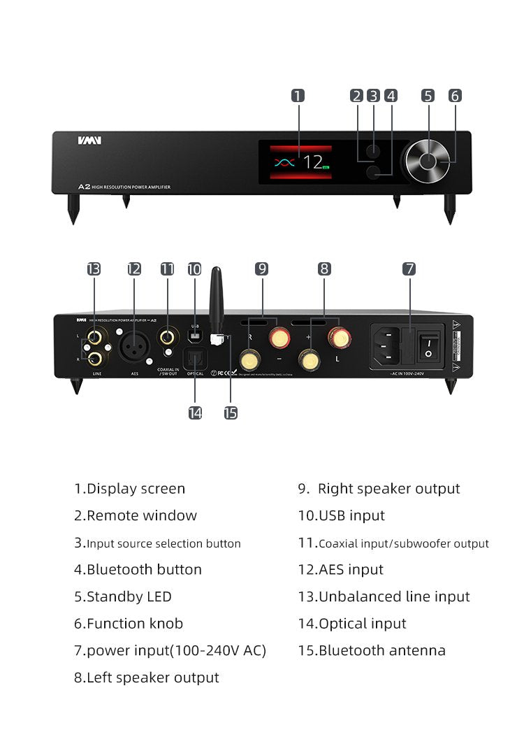 Apos Audio SMSL Headphone Amp SMSL VMV A2 High Resolution 200Wx2 Power Amplifier