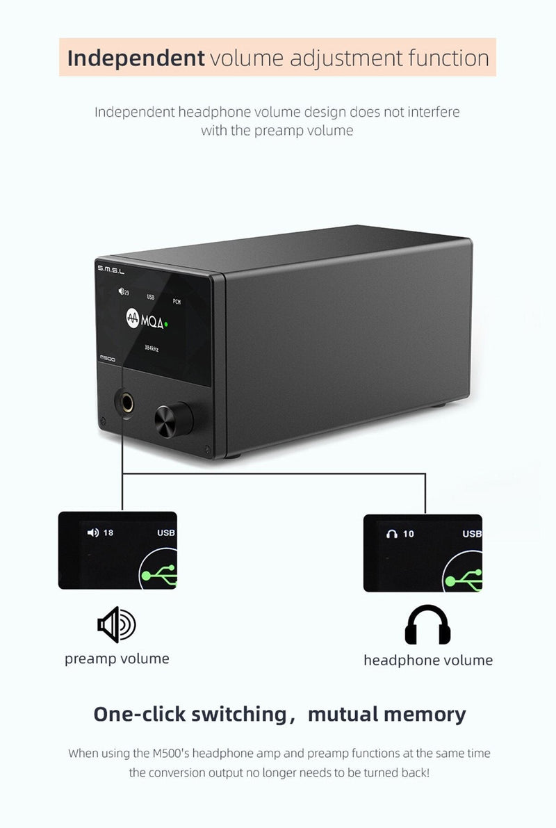 Apos Audio SMSL Headphone DAC/Amp SMSL M500 V2 MQA DAC/Amp (Apos Certified)