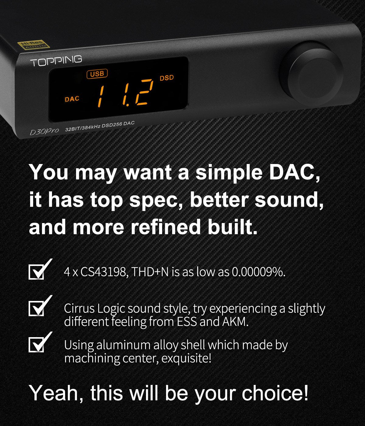 Apos Audio TOPPING DAC (Digital-to-Analog Converter) TOPPING D30 Pro Desktop DAC