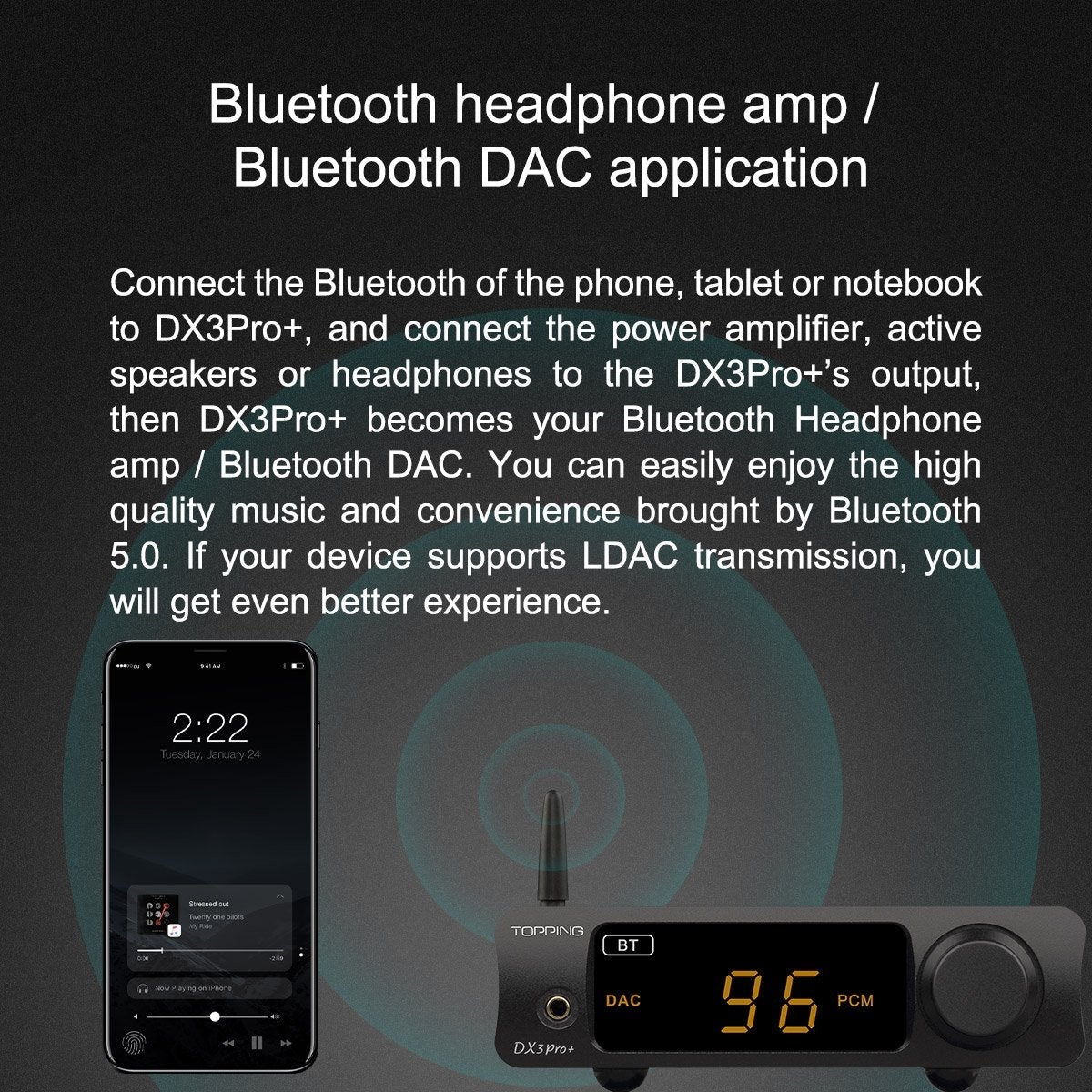 Apos Audio TOPPING Headphone DAC/Amp TOPPING DX3 Pro+ Bluetooth DAC/Amp (Apos Certified)