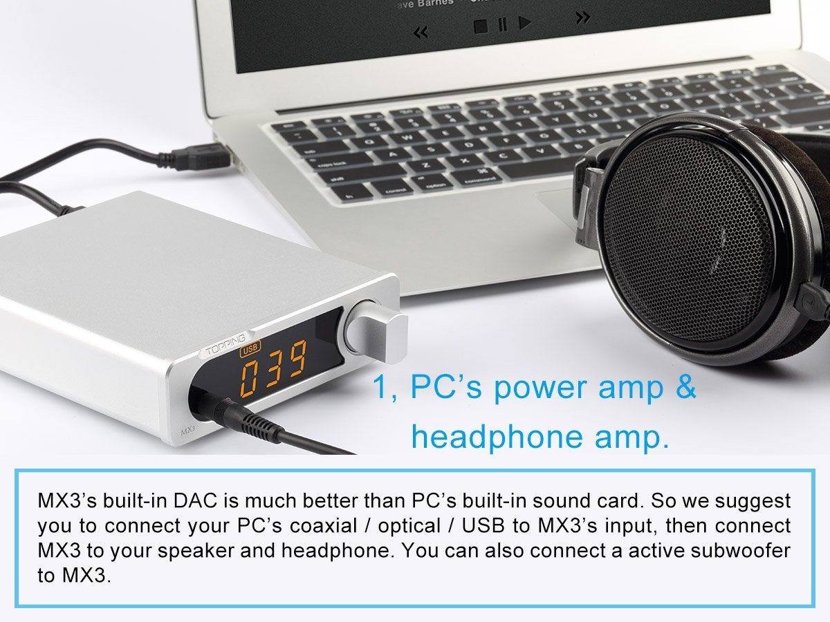 Topping MX3s Versterker 62W X 2 - Klasse D DAC Met Bluetooth, Hoofdtelefoon & Subwoofer Uitgang