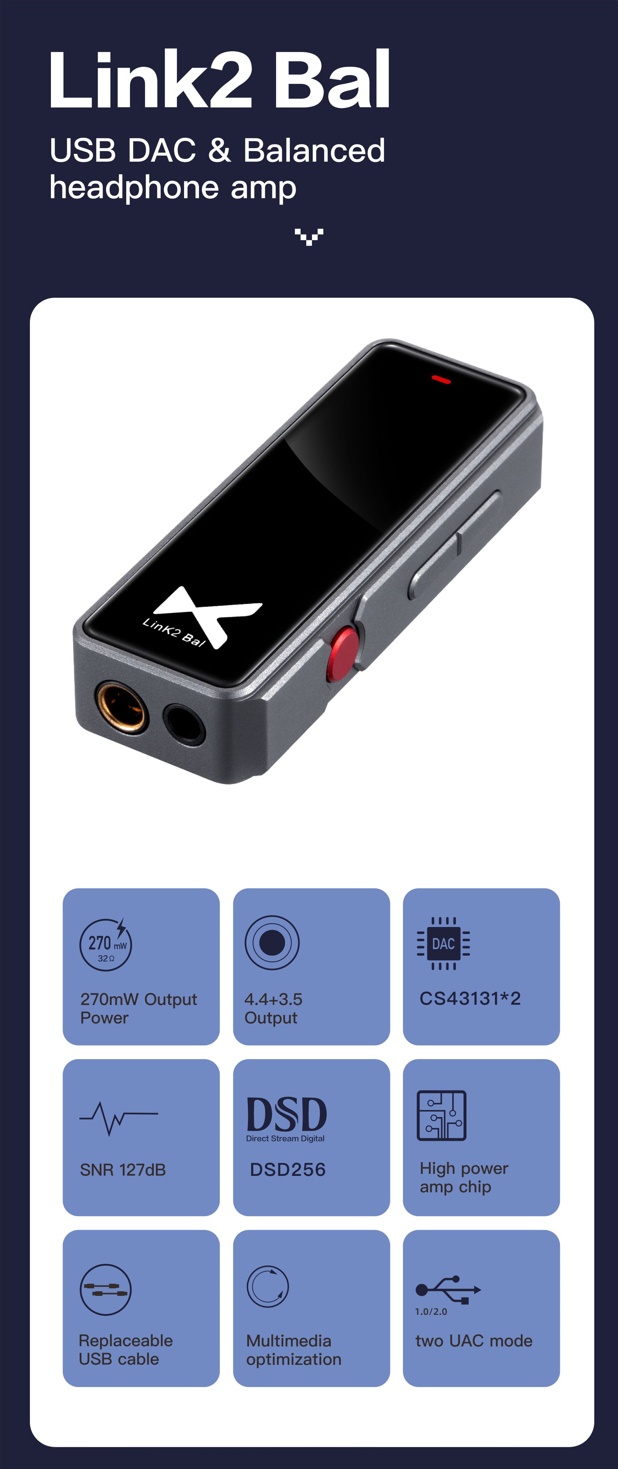 Apos Audio xDuoo Headphone DAC/Amp xDuoo Link2 Bal (Link 2 Bal) DAC Headphone Amp (Apos Certified)